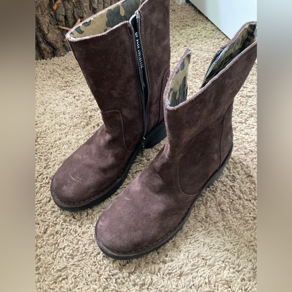 SALE! Fly London Brown Suede Platform Mid-Calf Boots